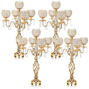 Candelabro a 5 Bracci in Cristallo Impermeabile, Centrotavola per Matrimoni e Natale, Portacandele - Product Image 1