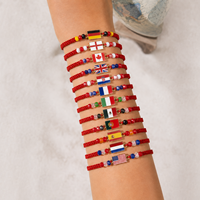 Lot de Bracelets Drapeaux Nationaux Faits Main, Réglables en Corde, Cadeau Souvenir, Bijoux en Gros