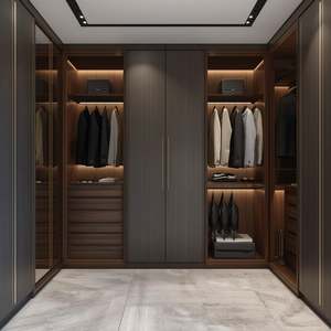 Modern Classic Style Luxury Sliding Door Floor to Ceiling Wardrobe Modern Glossy Closets Modular Walk in <b>Bedroom</b> Wardrobe - Product Image 3