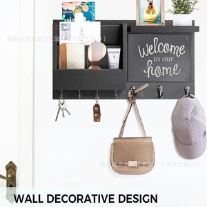 Wooden Wall <b>Shelf</b> With <b>Hooks</b> 15.7x8.7 Inch Multipurpose Storage Rack For Mail Key Organizer - Product Image 4