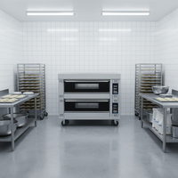 Horno de Panadería de Doble Piso y 6 Bandejas de Alta Resistencia con Vapor, Ahorrador de Energía, para Panaderías en EE. UU., Europa y Medio Oriente