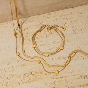 Collier ras du cou simple à double couche pour femme, bijoux INS, en acier inoxydable étanche avec placage or, vente chaude, cadeau d'anniversaire - Product Image 4