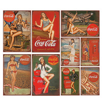 Gadis Seksi Wanita Pinup Poster Retro Plakat Logam Tanda Dinding Piring Kafe Pub Dekorasi Salon