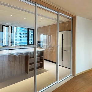 Liga de alumínio Modern Indoor Vidro Hardware para Sala Quadro Porta Deslizante Soundproof Impermeável Minimalista Supermercado
