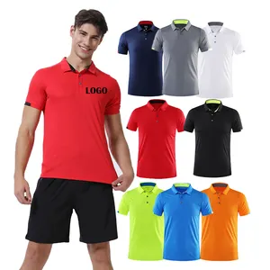 Camisa polo de poliéster para homens, camisa polo de golfe com logotipo personalizado de alto desempenho para corrida