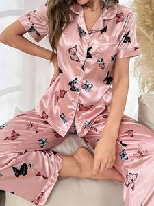 Conjuntos de <span class=keywords><strong>Pijamas</strong></span> para Mujer al por Mayor, Lindos y Suaves, de Satén, Cómodos, Ropa Casual para Estar en Casa - Product Image 2