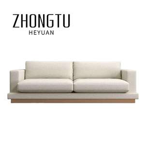 أثاث ريفي حديث شقة داخلية أريكة غرفة المعيشة نسيج خشبي مجموعة 3 مقاعد أريكة ذراع كرسي زاوية مقطعية - Product Image 1