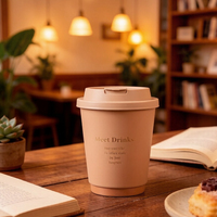 Gobelet à café jetable à double paroi biodégradable avec logo personnalisé, couvercle imperméable, forme unique, gobelet en papier pour utilisation en déplacement