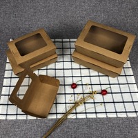 Boîte alimentaire jetable en papier kraft brun avec fenêtre transparente pour salade, idéale pour bento, sandwichs et plats à emporter
