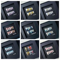 Ongles à presser personnalisables de luxe en acrylique, design 3D, forme amande, couverture complète, 10 pièces, 100 % faits à la main, faux ongles de haute qualité