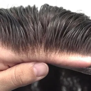 HS7 머리 통기성 프랑스어 레이스 남자 toupee 인간의 머리 시스템 가발 전체 레이스 toupee 남자