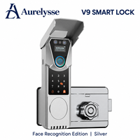 Serrure de porte intelligente Aurelysse V9 IP65 avec reconnaissance faciale, interphone vidéo, contrôle par application Tuya WiFi et Bluetooth pour portails extérieurs