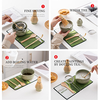 Ensemble de thé matcha en céramique japonaise, motif vague bec d'aigle, 8 pièces, boîte cadeau personnalisable - Fouet, bol, passoire