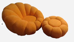 HLM48 RTS <span class=keywords><strong>Fauteuil</strong></span> <span class=keywords><strong>de</strong></span> loisirs pivotant contemporain en tissu bouclé blanc nordique haut <span class=keywords><strong>de</strong></span> gamme, style chaise citrouille, pour centre commercial et salon - Product Image 5