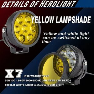 Phares LED 100W pour moto, éclairage auxiliaire pour voiture, moto, 3000K 6000K, projecteurs LED pour voiture - Product Image 4