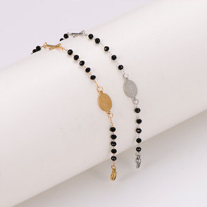 Religious 316L Stainless Steel 14k 18k Gold Plated Catholic Bead Bracelets With Charms Rosary Virgin Mary Bracelet for Women <b>Men</b> - Product Image 3