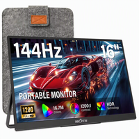 Moniteur de jeu portable 16 pouces 1920x1200 144Hz FreeSync HDR avec écran mat anti-reflet et housse de transport protectrice