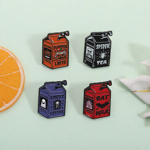 ハロウィーンドリンクエナメルピンゴーストコーヒーパンプキンラテブローチバットスパイダーティーバッジジュエリーギフト - Product Image 2