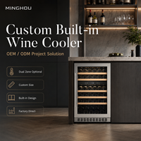 Armoire à vin de luxe OEM, réfrigérateur à vin encastrable avec porte vitrée