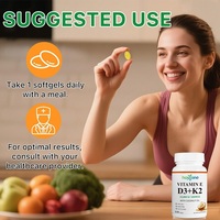 Capsules de Vitamine D3 K2 MK7 en Gélules Molles, Marque Privée OEM, 10000 UI, Huile de Coco, pour le Soutien Osseux et Immunitaire des Adultes, Végétalien, Biologique, Complément Alimentaire