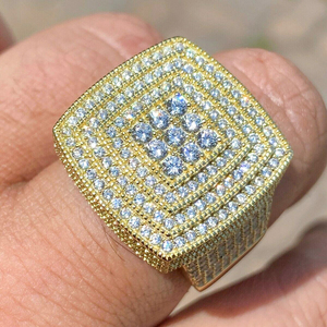 Hip Hop Jewelry Engagement <strong>Ring</strong> 925 <strong>Silver</strong> <strong>Rings</strong> for Men Gold Plating Custom Moissanite Iced Out <strong>Band</strong> <strong>Ring</strong> Cluster Jewelry - Product Image 1
