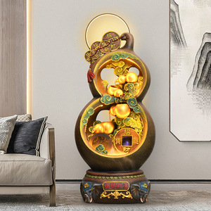 Fontaine d'eau en forme de gourde de style chinois avec rétroéclairage, décoration Feng Shui électrique sur pied pour salon, cadeau pour la maison - Product Image 1