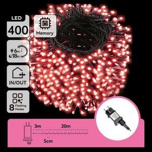 Guirlandes lumineuses LED basse tension, 400 LED, 3m+20m, espaces de 5cm, fil vert et noir, effet clignotant et - Product Image 1