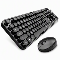 Ensemble clavier et souris sans fil ergonomique SWEET 2.4G USB avec un seul récepteur, 104 touches rondes, pour filles, bureau et école