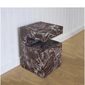 Wholesale Premium Roso Levanto <b>Marble</b> Stone for Luxury Living Room Custom Bedside Modern End Coffee Plinth Side Table Top - Product Image 3