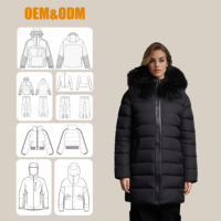 Big Luxury Custom Black Long Dicker Parka Daunen mantel Frauen Mit Pelz kragen