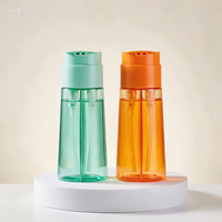 Vente directe usine – Bouteille PET 400 ml à double tube et double pompe pour teinture capillaire et shampoing, emballage plastique noir sérigraphié avec bouchon à vis