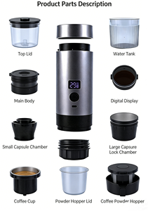 Cafetera Espresso Portátil con Pantalla Electrónica, Medidor, Extracción de Café en Polvo y Cápsulas, Acero Inoxidable con Función de Calentamiento - Product Image 3
