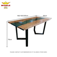 Table à manger en bois massif sur mesure, design haut de gamme, moderne, pour la famille, avec plateau en résine époxy Green River, pour la maison ou le bar