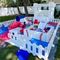 Globalltoy - Juego de Juegos Suaves de Macaron Pastel y Casa de Brinco Blanca para Niños Pequeños, Piscina de Pelotas y Tobogán, Parque Infantil Interior Seguro
