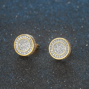 <span class=keywords><strong>Pendientes</strong></span> de Hip Hop con Incrustaciones de Circonitas Brillantes, <span class=keywords><strong>Pendientes</strong></span> Redondos de 12 mm con Pavé de Diamantes de Circonita para <span class=keywords><strong>Hombre</strong></span> - Product Image 2