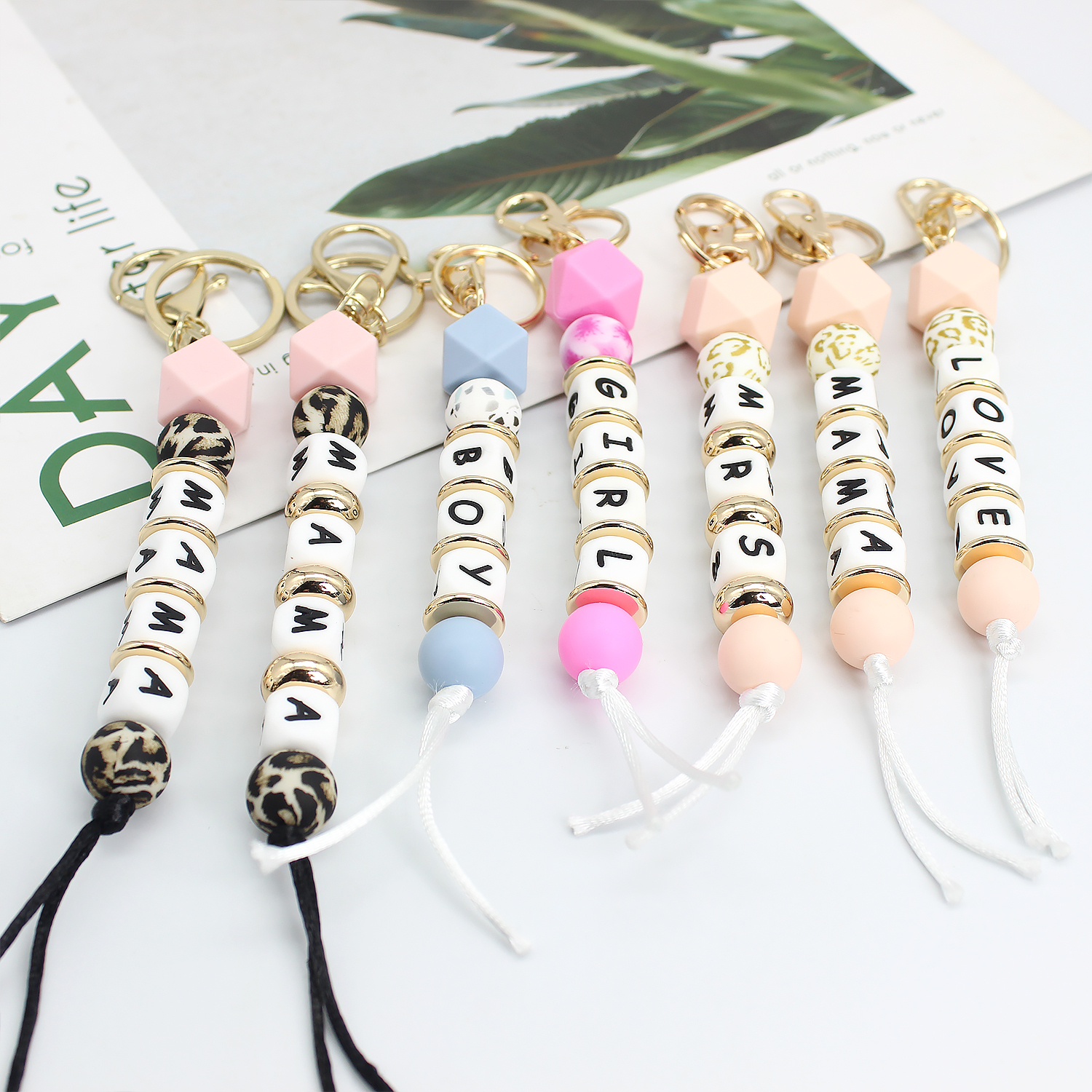 Phone Anti-lost Lanyard Key Short Wrist Pendant Colorful Bead Beaded Rice Beads Pendant Women's Hand-held Chain Phone Lanyard