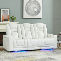 Canapé moderne électrique trois places en cuir véritable canapé de cinéma maison personnalisable avec tasse et table basse meubles pour salon