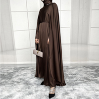 Premium haute qualité couleur unie respirant satin tissu dubai femme musulmane Eid prières poncho avec écharpe abaya ensembles