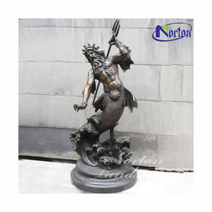 Индивидуальные знаменитые греческие боги скульптура гигантские огромные бронзовые статуи Посейдона с алебардом и черепахой фэншуй - Product Image 5