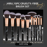 HMU Dropshipping Vente Chaude Pinceaux De Maquillage Sans Cruauté 10pcs Noir Or Marbre Conception Cheveux Synthétiques pour Le Visage Pas Cher Prix