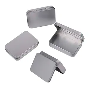Custom logo metal hinged lid tin box two pieces tin can factory supply