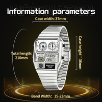 Montre numérique unisexe SANDA 3192, montre-bracelet électronique à double affichage tendance, montre de sport étanche pour étudiants avec réveil