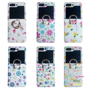 Para Find N3 Flip Huawei P50 Pocket 2 Vivo X <span class=keywords><strong>Samsung</strong></span> Z Flip 5 <span class=keywords><strong>Razr</strong></span> 40 Funda protectora de pantalla ultra plegable Soporte de anillo floral - Product Image 5