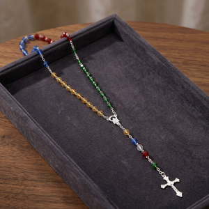 Rosarios Religiosos Católicos Sharosky, Collar de San Judas Tadeo, Collares de Moda, Rosario de la Virgen de Guadalupe, Rosario con Cuentas de Piedras de Colores - Product Image 3