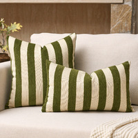 Housse de coussin décorative en chenille rayée personnalisée en gros, housse de coussin en velours pour la décoration