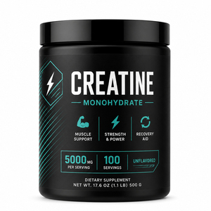 Créatine monohydrate OEM, complément nutritionnel sportif en poudre, sans sucre ajouté, certifié biologique, pour la croissance musculaire et l'énergie - Product Image 1