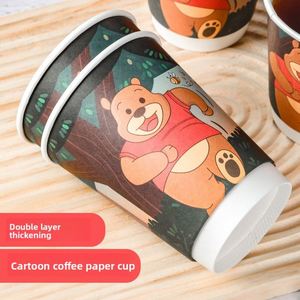 Vasos de Papel Desechables de Doble Pared con Revestimiento Grueso de 12 oz para Café, Leche y Té, con Tapas, para Uso Doméstico y Comercial - Product Image 3