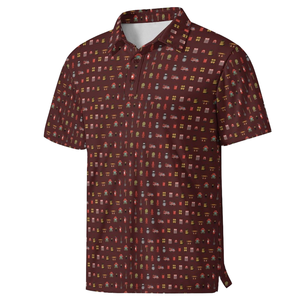 Chemises de golf à manches courtes pour hommes, séchage rapide - Tissu tricoté 100 % polyester avec motif imprimé pompier - Product Image 1