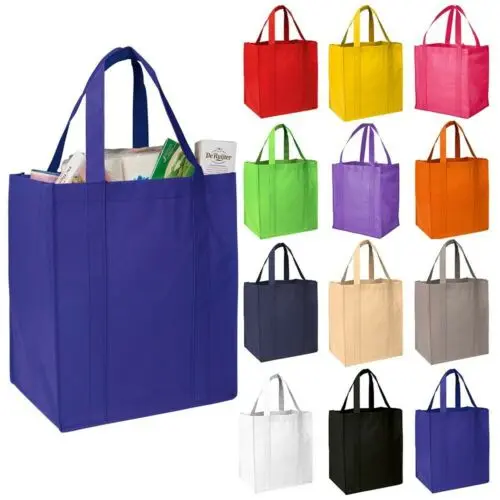 Heavy Duty PP Non-Woven Fabric Grocery Storage Tote Bags Manufacturer Low Price For Shopping With Letter Pattern