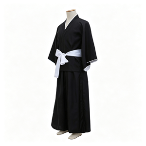 Costume Kimono in Stile <span class=keywords><strong>Anime</strong></span>, Abito Tradizionale Giapponese Nero con Cintura Bianca, Vestito per Spettacoli Teatrali S-3XL - Product Image 4